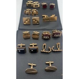 Vintage Gold Tone Lot Of 10 Pairs Of Cufflinks Swank / Anson Included (READ)